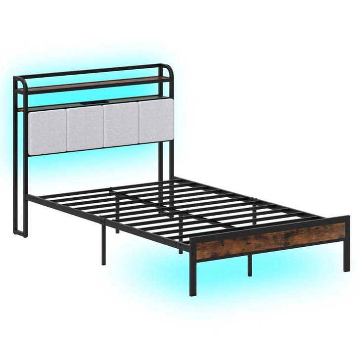 LIVSK Bedframe met Ledverlichting en Oplaadstation - Stevig, Huis en Inrichting, Slaapkamer | Complete slaapkamers, Nieuw, Verzenden