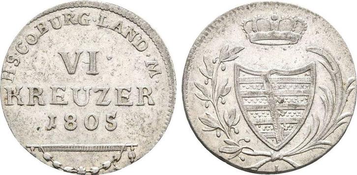 6 Kreuzer 1805 Sachsen Coburg Saalfeld Franz Friedrich An..., Postzegels en Munten, Munten | Europa | Niet-Euromunten, Verzenden