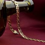 Gouden fantasie schakel armband | 18,5 cm (gouden armband), Sieraden, Tassen en Uiterlijk, Armbanden, Ophalen of Verzenden, Gebruikt