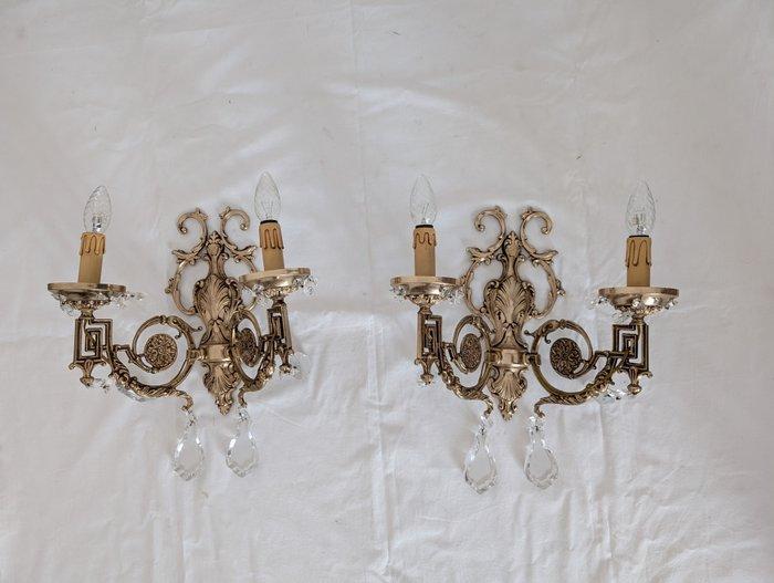 Wandkandelaar (2) - Kristal, Metaal - Cristal, Antiek en Kunst, Curiosa en Brocante