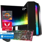 Ryzen 5 +  Vega 7 Game PC Set met Monitor Toetsenbord Muis, Nieuw