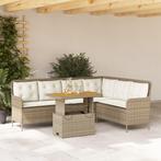 vidaXL 2-delige Loungeset met kussens poly rattan beige, Tuin en Terras, Tuinsets en Loungesets, Verzenden, Nieuw, Rotan, Loungeset