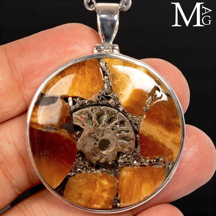 Jurassic Sieraden Zilveren hanger – Pyritiseerde, Verzamelen, Mineralen en Fossielen