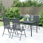 vidaXL 5-delige Tuinset staal antracietkleurig, 4 zitplaatsen, Verzenden, Nieuw, Rvs