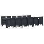 vidaXL Tuin Eetset 13 pcs Antraciet Polt riet, Tuin en Terras, Verzenden, Nieuw