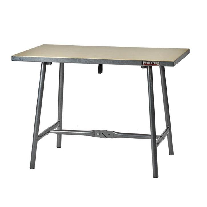 Inklapbare werkbank 120 cm met houten werkblad - grijs, Doe-het-zelf en Verbouw, Werkbanken, Ophalen of Verzenden