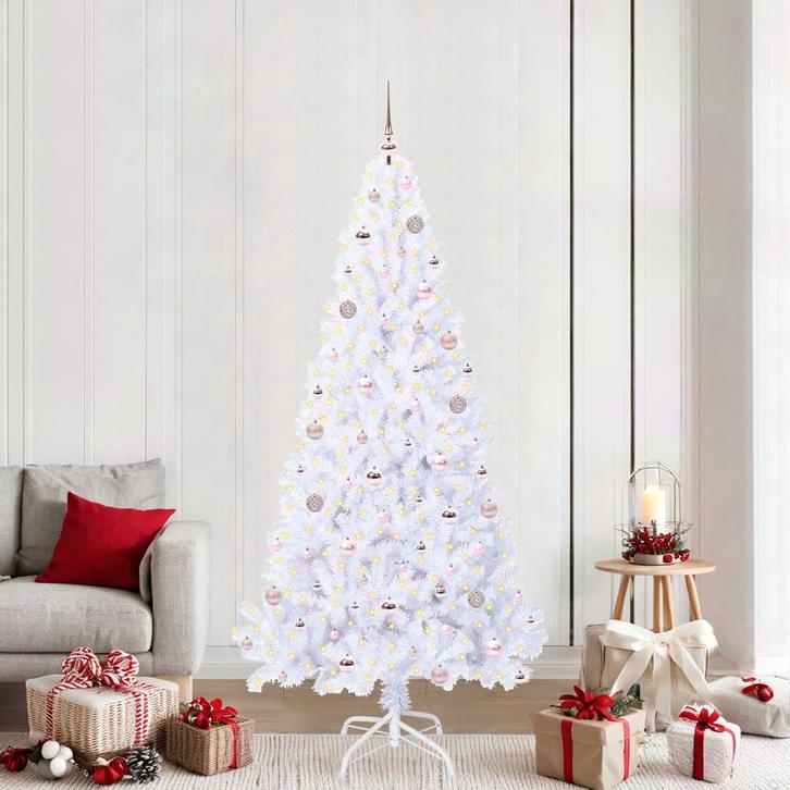 vidaXL Kunstkerstboom met 300 LED Wit 210 cm PVC en staal, Diversen, Kerst, Nieuw, Verzenden
