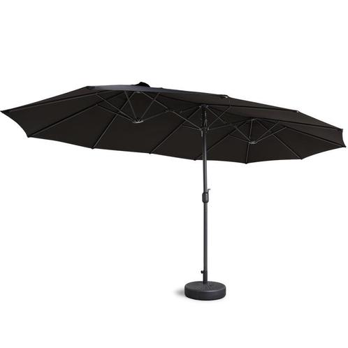Dubbele parasol incl. hoes - 450 x 270 cm | zwart, Tuin en Terras, Parasols, Nieuw, Verzenden