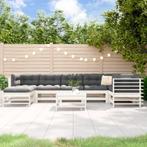 vidaXL 8-delige Loungeset met kussens massief hout wit, Tuin en Terras, Tuinsets en Loungesets, Verzenden, Nieuw, 8 zitplaatsen