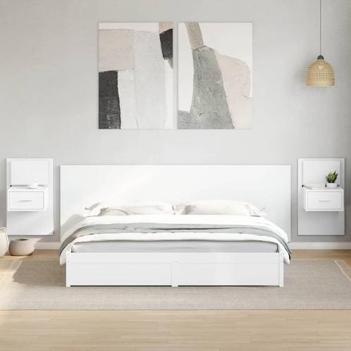 vidaXL Hoofdbord met kastjes 240 cm bewerkt hout wit, Huis en Inrichting, Slaapkamer | Bedden, Wit, Nieuw, Hout, Verzenden
