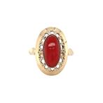 Gouden vintage ring met bloedkoraal 14 krt, Ophalen of Verzenden, Nieuw