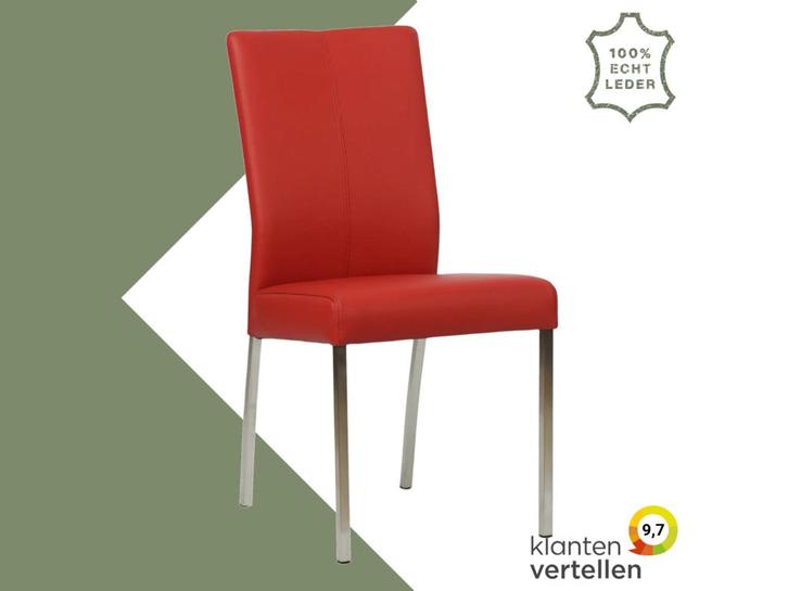 Leren eetkamerstoel Comfort - Toledo Ducati (rood) - Poten, Huis en Inrichting, Stoelen, Eén, Rood, Nieuw, Leer, Ophalen of Verzenden
