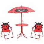 vidaXL 3-delige Bistroset voor kinderen met parasol rood, Tuin en Terras, Verzenden, Nieuw, Textileen, 3 zitplaatsen