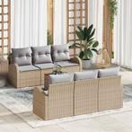 vidaXL Tuin Sofa Set 7 pcs beige en lichtgrijs, Tuin en Terras, Tuinsets en Loungesets, Verzenden, Nieuw, Rotan