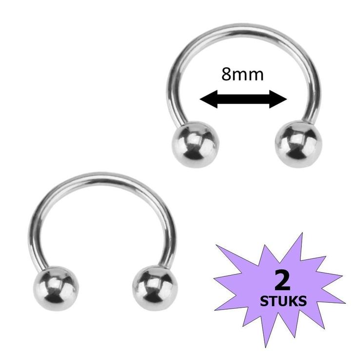 Fako Bijoux - Circular Barbell Piercing - Hoefijzer 8mm -, Sieraden, Tassen en Uiterlijk, Piercings, Verzenden