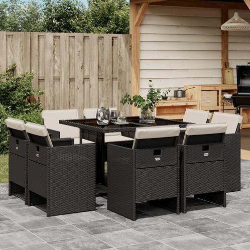 vidaXL 9-delige Tuinset poly rattan zwart, Tuin en Terras, Tuinsets en Loungesets, Tuinset, Nieuw, 8 zitplaatsen, Rotan, Verzenden