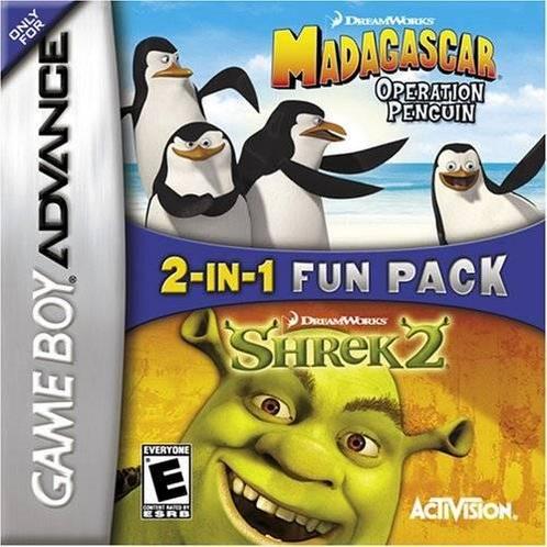 Madagascar: Operation Penguin + Dreamworks Shrek 2 (GameB..., Spelcomputers en Games, Games | Nintendo Game Boy, Gebruikt, Verzenden