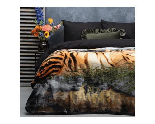 Sleeptime Embossed deken Tiger king Multi, Huis en Inrichting, Slaapkamer | Beddengoed