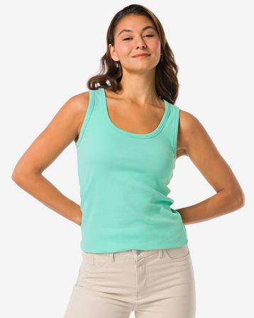 HEMA Dames tanktop Anouk rib turquoise beschikbaar voor biedingen