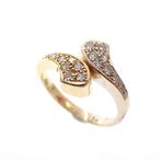 Bicolor gouden ring met pavé gezette diamanten 0,34 ct., Gebruikt, Overige kleuren, Ophalen of Verzenden, 17 tot 18