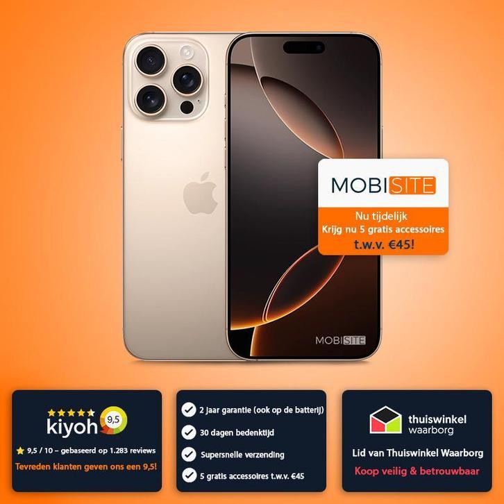 iPhone 16 Pro 256GB | 4 Gratis Accessoires – Accu tot 100%, Telecommunicatie, Mobiele telefoons | Apple iPhone, Zonder abonnement