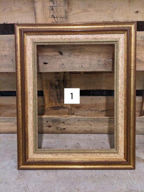 Lijst (2) - Hout, Verguld - Goudkleurig klassiek lijstenset, Antiek en Kunst, Antiek | Overige Antiek