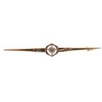 Gouden broche met diamant | 0,10 ct. (vintage, briljant), Gebruikt, Overige kleuren, Ophalen of Verzenden, Met edelsteen