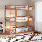 vidaXL Stapelbed 3-persoons massief grenenhout wasbruin, Verzenden, Nieuw, Bruin, Hout
