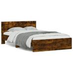 vidaXL Bedframe met hoofdeinde en LED gerookt eikenkleurig, Huis en Inrichting, Bruin, Verzenden, 140 cm, 200 cm
