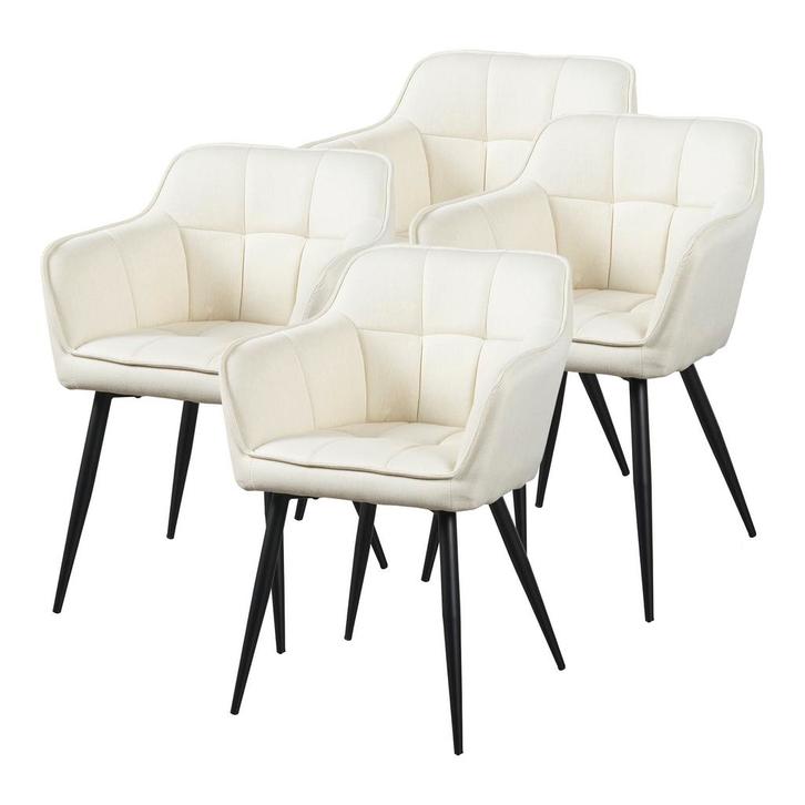 Eetkamerstoel Birmingham set van 4 fauteuils 81x57x53 cm bei, Huis en Inrichting, Stoelen, Verzenden
