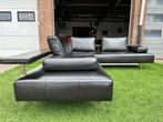 Hoekbank Rolf Benz zwart leer design bankstel modern sofa, Hout, Vierpersoons of meer, Zo goed als nieuw, Hoekbank
