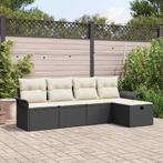 vidaXL Tuin Sofa Set met kussen met opslag 5 pcs Zwart Poly, Tuin en Terras, Verzenden, Nieuw, Rotan