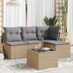 vidaXL 5-delige Loungeset met kussens poly rattan beige, Tuin en Terras, Tuinsets en Loungesets, Verzenden, Nieuw, Rotan, Loungeset