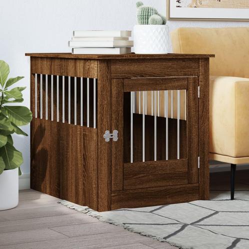 vidaXL Hondenbench 64,5x80x71 cm bewerkt hout bruin, Dieren en Toebehoren, Hondenhokken, Nieuw, Verzenden