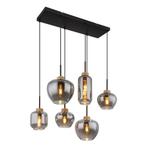 Hanglamp MATT 80.0 cm 6-lichts Zwart, Smoked, Huis en Inrichting, Lampen | Hanglampen, Ophalen of Verzenden, Nieuw, Metaal, Minder dan 50 cm