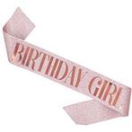 Birthday Girl sjerp deLuxe rosé goud glitter, Verzenden, Nieuw, Feestartikel, Verjaardag