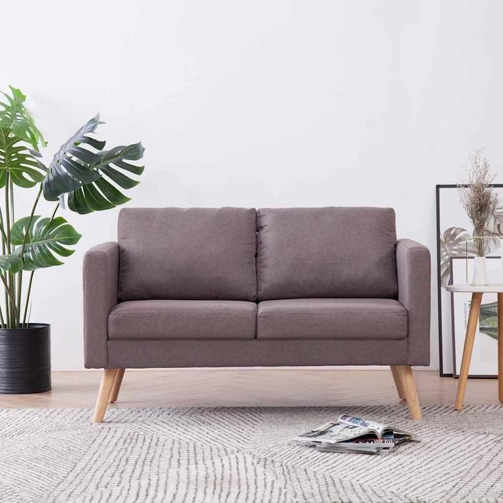 vidaXL Tweezitsbank stof taupe, Huis en Inrichting, Banken | Bankstellen, Nieuw, Minder dan 150 cm, Stof, Tweepersoons, Verzenden
