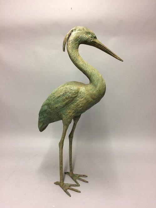Beeld, Levensechte bronzen kraanvogel - 65 cm - Brons, Antiek en Kunst, Kunst | Designobjecten