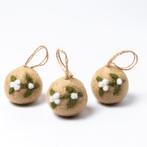 Kerstballen Vilt - Mistletoe Small - Set 3 stuks - 5cm - Bei, Diversen, Kerst, Ophalen of Verzenden, Nieuw