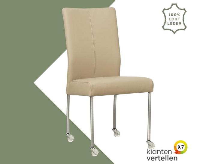 Leren eetkamerstoel Comfort met wieltjes - Toledo Mastic, Huis en Inrichting, Stoelen, Eén, Bruin, Nieuw, Leer, Ophalen of Verzenden