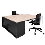 -16% - Duo Bureau Budget - Zwart  Eiken  - 225x160 cm, Verzenden, Nieuw in verpakking