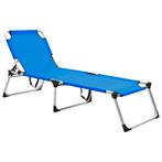 vidaXL Ligbed extra hoog inklapbaar senior aluminium blauw, Verzenden, Nieuw