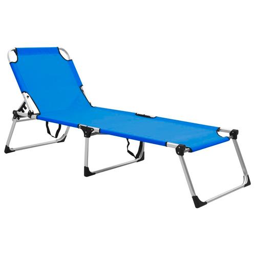 vidaXL Ligbed extra hoog inklapbaar senior aluminium blauw, Tuin en Terras, Ligbedden, Nieuw, Verzenden
