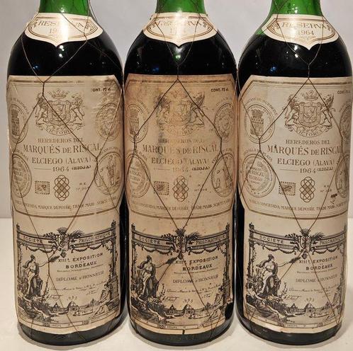 1964 Marques de Riscal - Rioja Reserva - 3 Flessen (0.75, Verzamelen, Wijnen