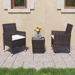 vidaXL 3-delige Bistroset poly rattan en gehard glas bruin, Verzenden, Nieuw, Rotan