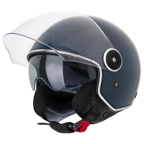 VINZ Tobia - Blauw, Motoren, Kleding | Motorhelmen, M, Jethelm, Verzenden