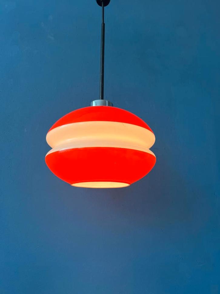 Peill & Putzler Vintage Orange Glass Pendant Lamp, Huis en Inrichting, Lampen | Hanglampen, Nieuw, Ophalen of Verzenden