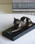 sculptuur, Reclining Cat - 4,5 kg - 26 cm - Gepatineerd, Antiek en Kunst