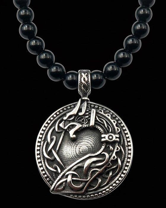 Obsidiaan - Beschermende ketting - Slang - Eeuwige cyclus,, Antiek en Kunst, Antiek | Boeken en Bijbels