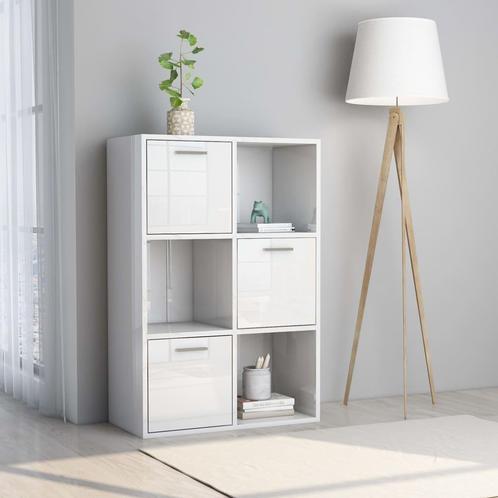vidaXL Opbergkast 60x29,5x90 cm bewerkt hout hoogglans wit, Huis en Inrichting, Kasten | Boekenkasten, 25 tot 50 cm, Nieuw, Overige houtsoorten